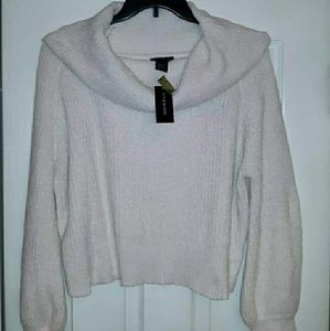 White Cowl Neck Sweater: Luv & Bloom